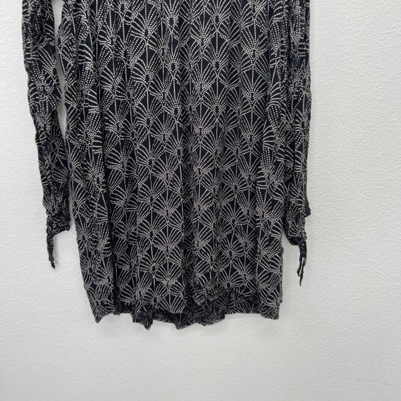 Roxy black cream patterened boho tunic 3/4 sleeve tiered blouse Size: S - Picture 3 of 9